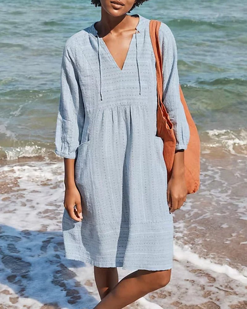 Alice Bohemian Cotton Summer Dress | Fließender Schnitt & Eleganter V-Ausschnitt