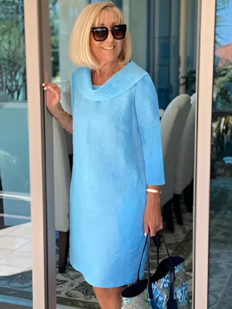 Heidi Elegantes Tunika-Kleid aus Leinen | Fließender Schnitt & Drapierter Kragen