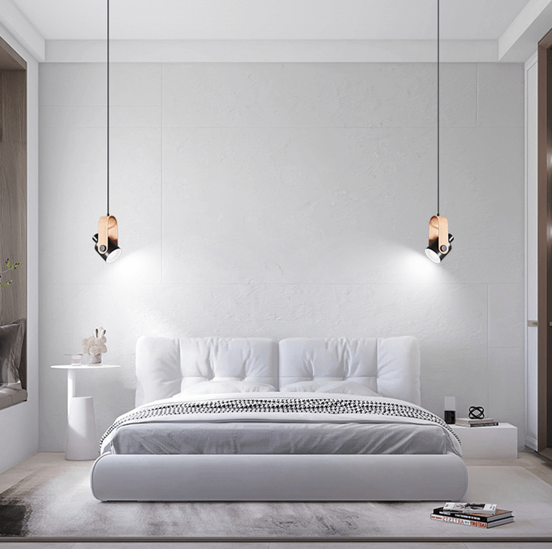 Nordic Deckenstrahler aus Holz und Metall - Elegante und minimalistische Pendelleuchte