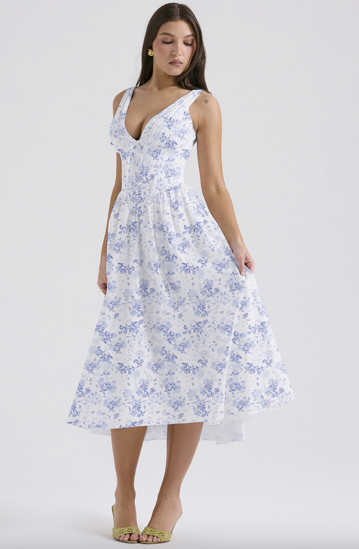 Schlagkleid | Romantischer Korsett-Effekt & Midi-Länge für elegante Sommerlooks