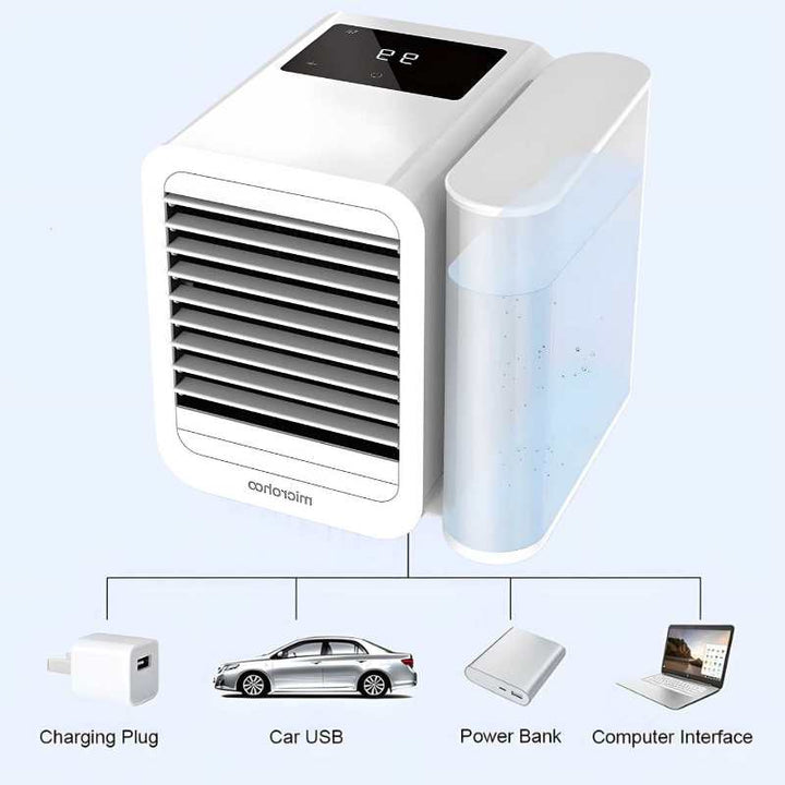 MicroCool tragbare Mini-Klimaanlage - Geräuschlose Kühlung mit 1000 ml Tank
