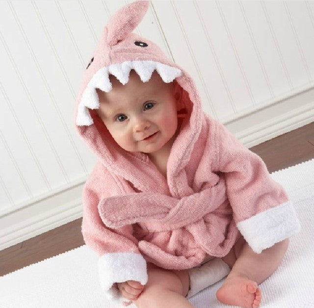 Baby-Bademantel aus weicher Baumwolle mit tierischer Kapuze
