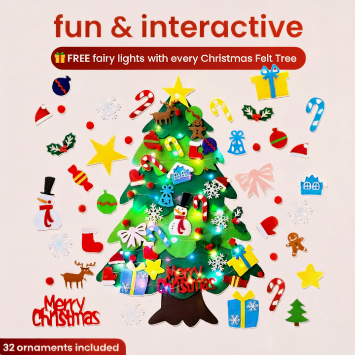 Filz-Weihnachtsbaum mit 34 Ornamenten - kreativ, kinderfreundlich, gemütlich