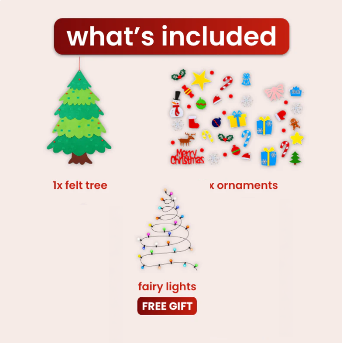 Filz-Weihnachtsbaum mit 34 Ornamenten - kreativ, kinderfreundlich, gemütlich