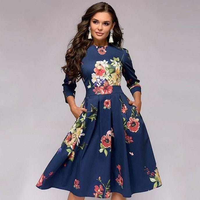 Kate | Elegantes Blumenkleid mit langen Ärmeln | Charme & Raffinesse