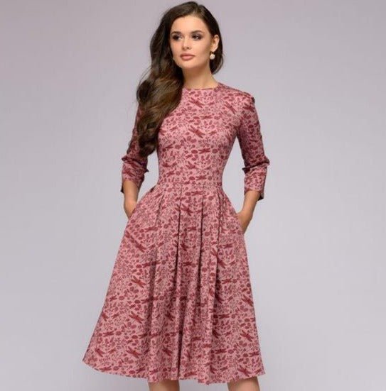 Kate | Elegantes Blumenkleid mit langen Ärmeln | Charme & Raffinesse