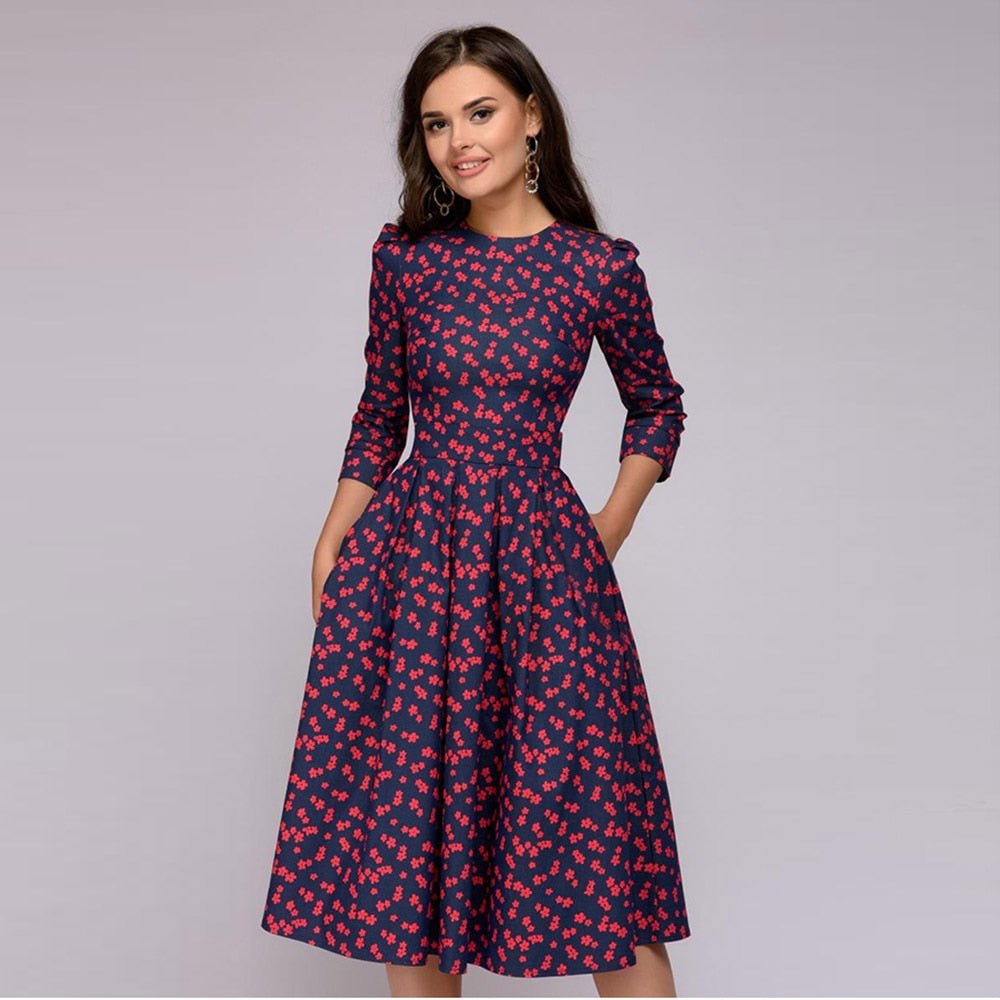 Kate | Elegantes Blumenkleid mit langen Ärmeln | Charme & Raffinesse