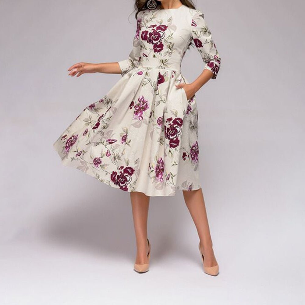 Kate | Elegantes Blumenkleid mit langen Ärmeln | Charme & Raffinesse