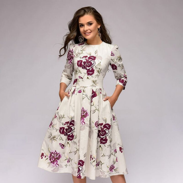 Kate | Elegantes Blumenkleid mit langen Ärmeln | Charme & Raffinesse