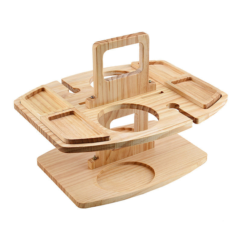 Tragbarer Weintisch aus Holz für Picknicks 36x31x26cm Geräumige Servierfläche