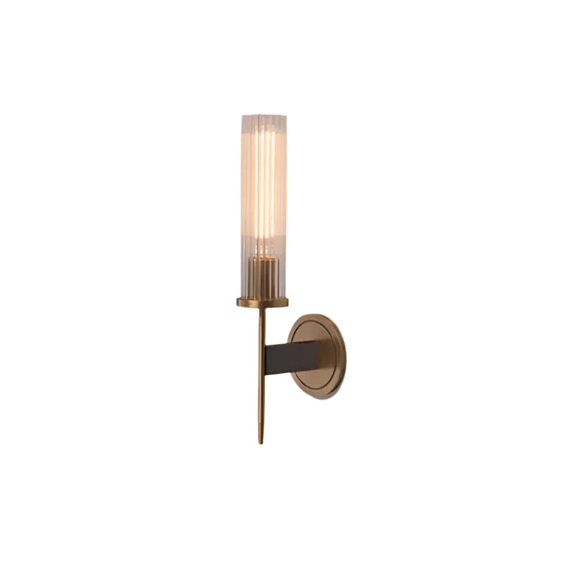 Möni | Moderne Wandleuchte aus geriffeltem Glas und Kupferfinish
