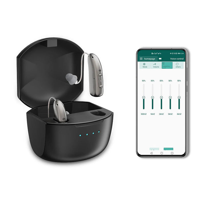 Wiederaufladbare Bluetooth-Hörgeräte mit Geräuschunterdrückung | Klarer und komfortabler Klang