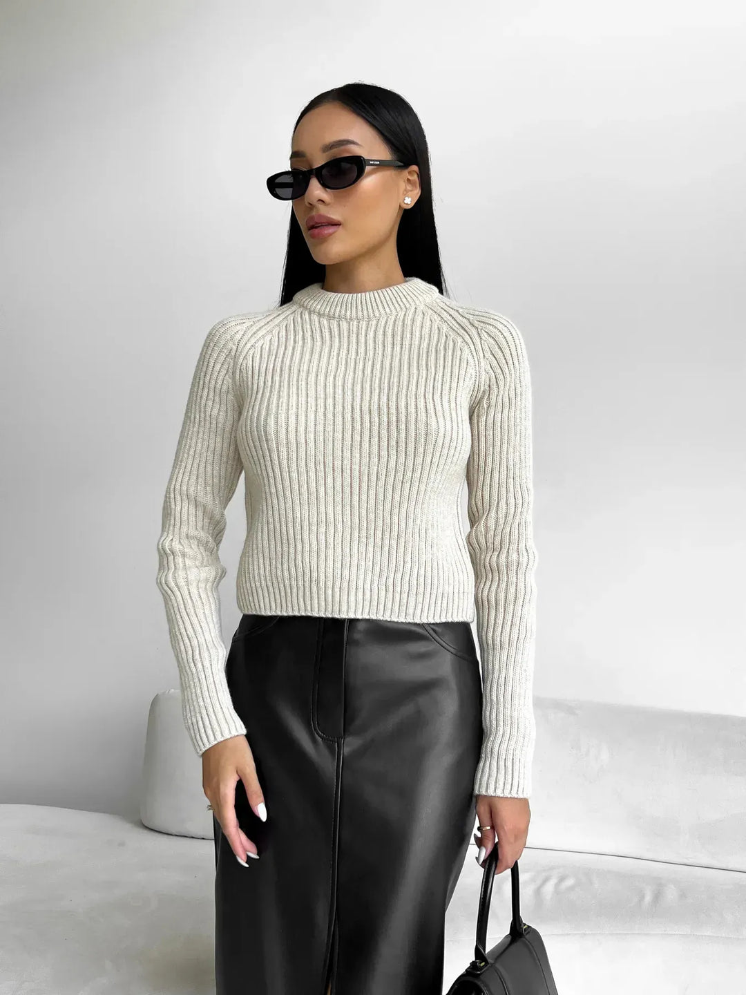 Patricia Damen Midirock aus Ökoleder | Eleganter Rock mit Hohem Schlitz & Lederoptik