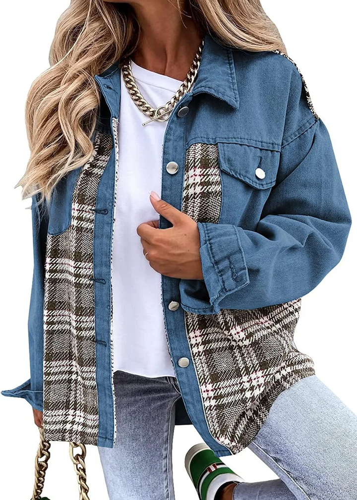 Maria | Karierte Jeansjacke