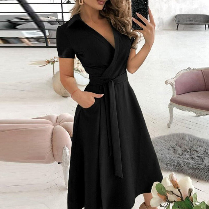 Vestido midi de mujer con cinturón 